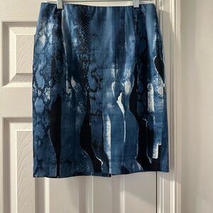 Tahari Blue and Black Abstract Pencil Skirt 6